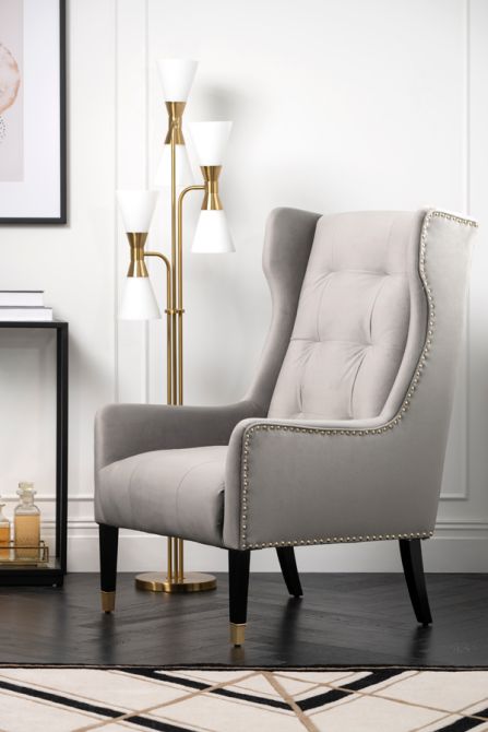 Grayson Armchair Dove Grey - Brushed Gold - Image #0