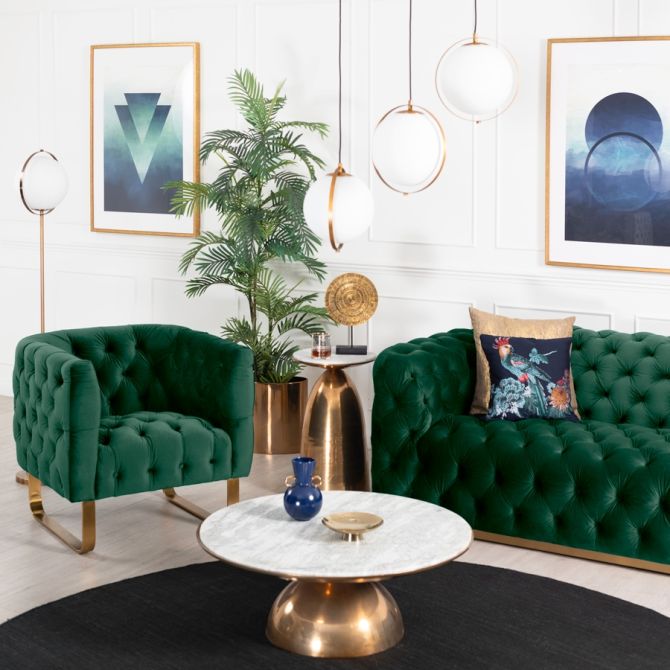 Grosvenor Poltrona - Verde bottiglia - Ottone spazzolato-view2