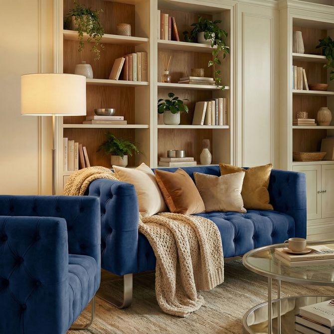 Grosvenor Armsessel - Marineblau - Silber-view3