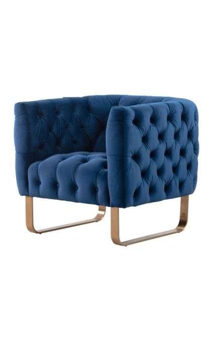Grosvenor Armchair - Navy Blue - Brushed Brass - Image #0