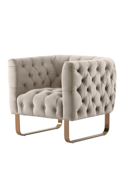 Grosvenor Armchair - Taupe - Brushed Brass - Image #0