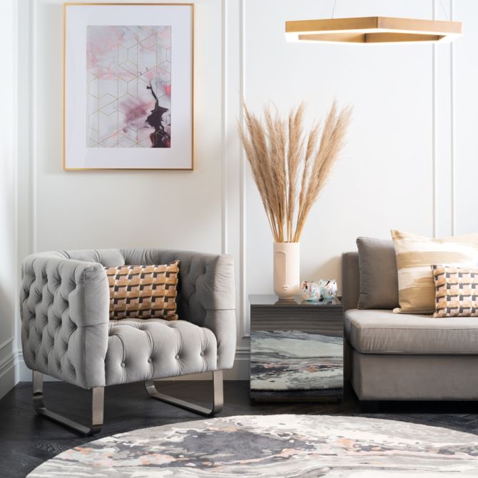 Grosvenor Armsessel - Taubengrau - Silber-view2