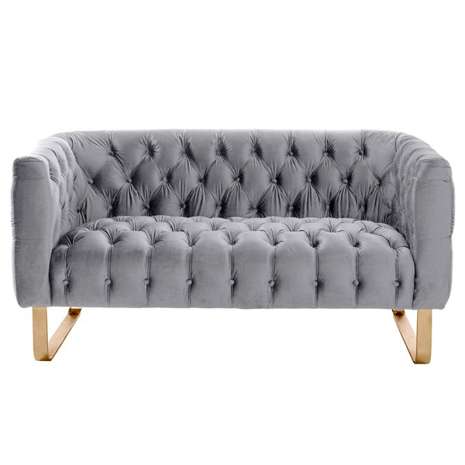 Grosvenor Two Seat Sofa - Dove Grey - Brushed Brass - Image #0