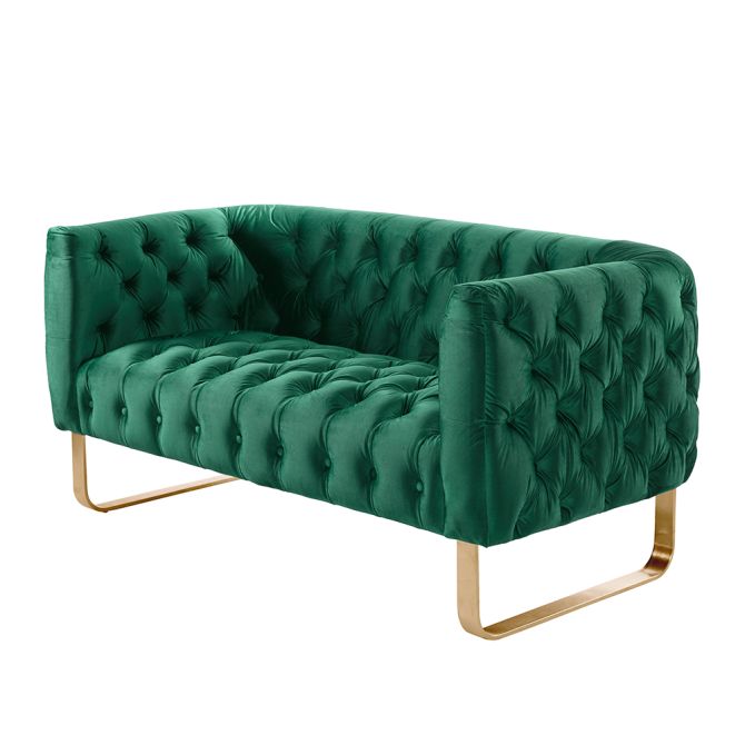 Grosvenor Two Seat Sofa - Bottle Green - Brushed Brass - Image #0