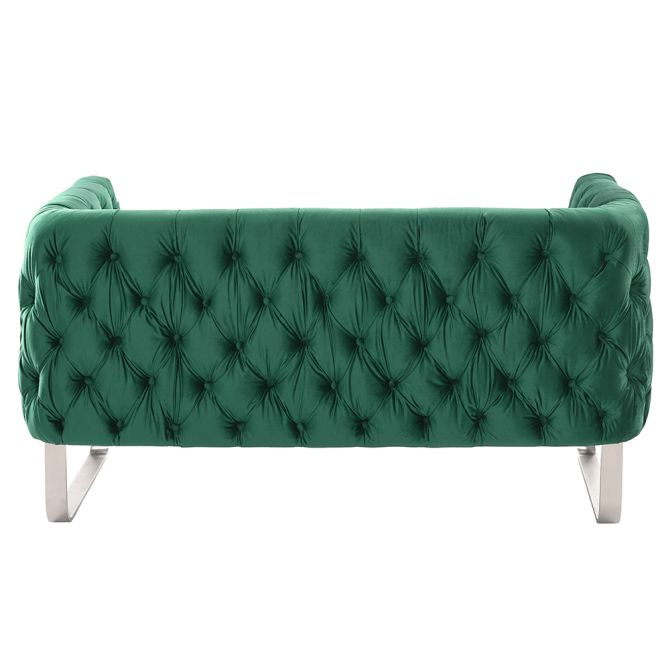 Grosvenor Two Seat Sofa - Bottle Green - Brushed Silver - Image #0