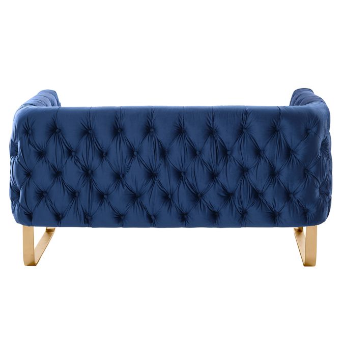 Grosvenor Two Seat Sofa - Navy Blue - Brushed Brass - Image #0