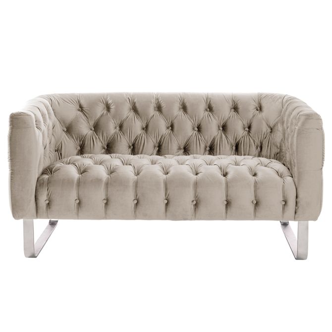 Grosvenor Two Seat Sofa - Taupe - Brushed Silver - Image #0