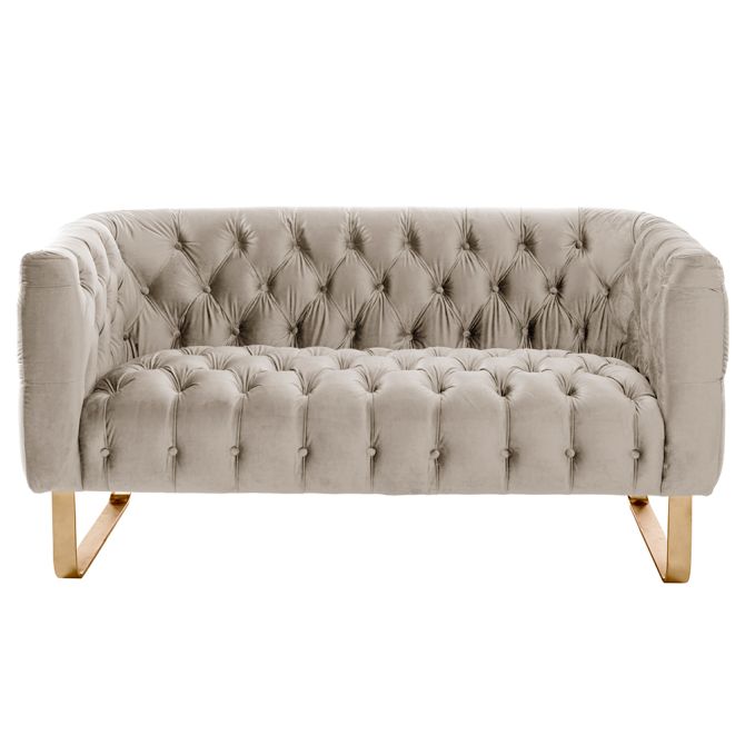 Grosvenor Two Seat Sofa - Taupe - Brushed Brass - Image #0