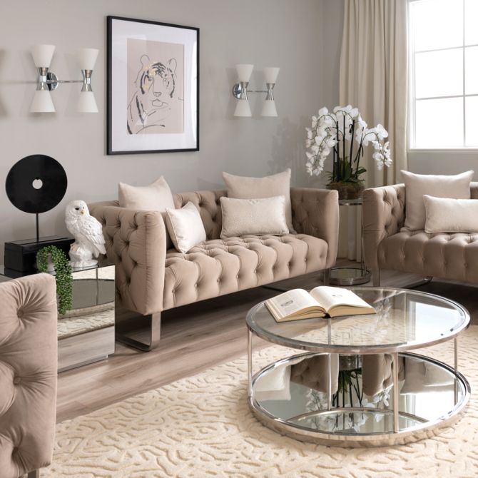 Grosvenor 2-Sitzer Sofa - Taupe - Silber-view3