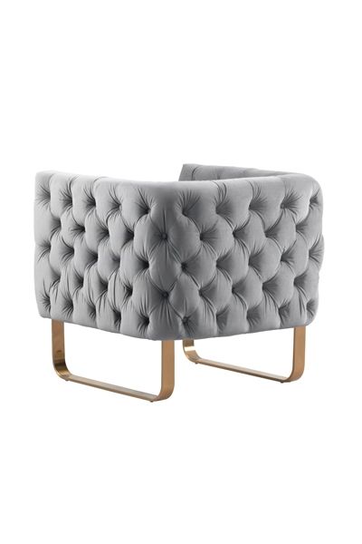 Grosvenor Fauteuil, piétement laiton brossé - Gris colombe-view3