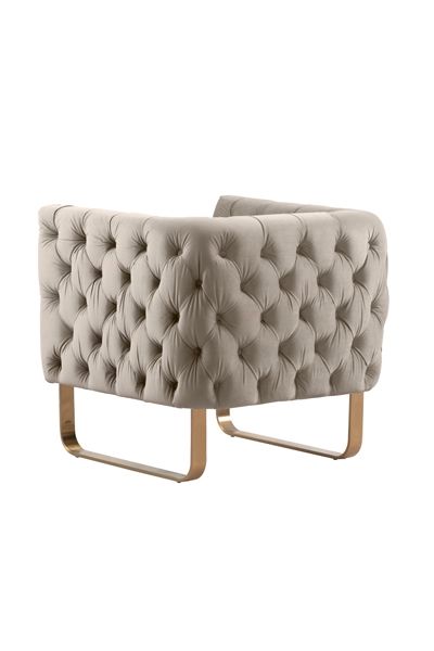 Grosvenor Armchair - Taupe - Brushed Brass - Image #0