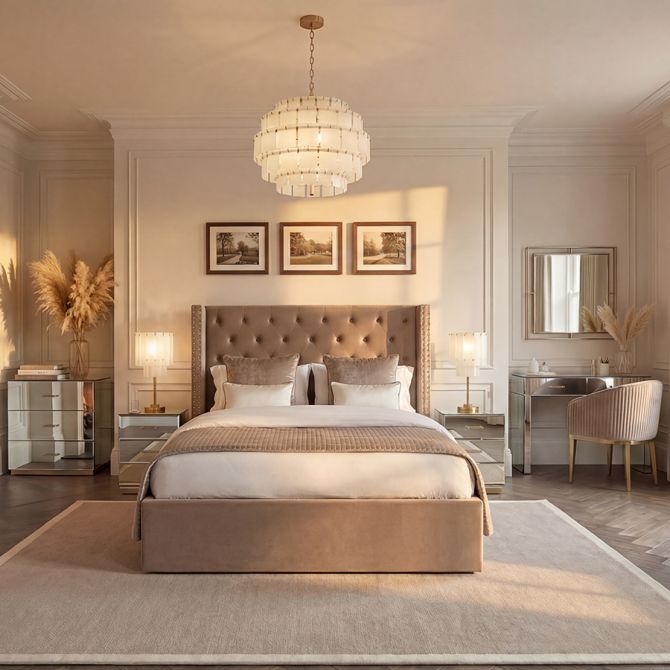 Harper Konsolbord i Spegelglas – Detaljer i Champagneguld-view2