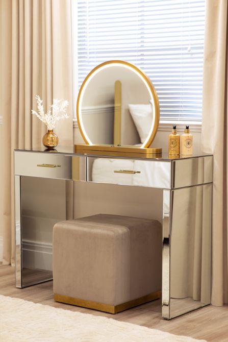 Harper Konsolbord i Spegelglas – Detaljer i Champagneguld-view1