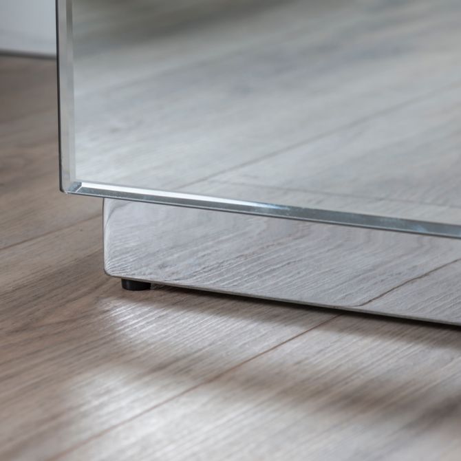 Harper Mirrored Side Table – Silver Details - Image #0
