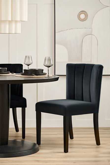 Hatfield Juego de 2 Sillas de comedor - Terciopelo Negro          -view2