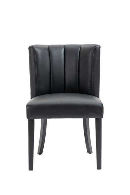 Set van 2 Hatfield Eetkamerstoelen - Zwart Kunst Leer-view4