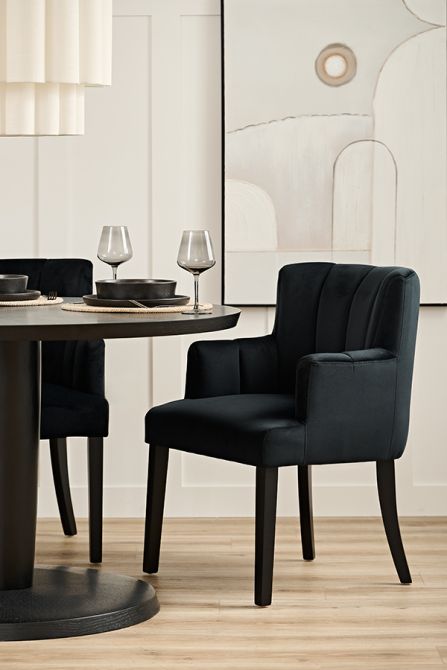 Hatfield Carver Chair - Black Velvet               -view2