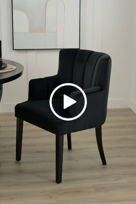 Hatfield Carver Chair - Black Velvet               -view4