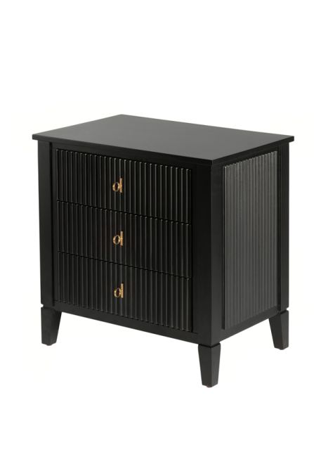 Set of 2 Heidi bedside tables and dressing console - Black-Brass/Silver -view7