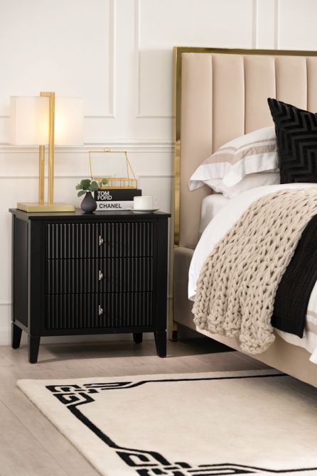Heidi Black Bedside Table Brass/Silver-view4