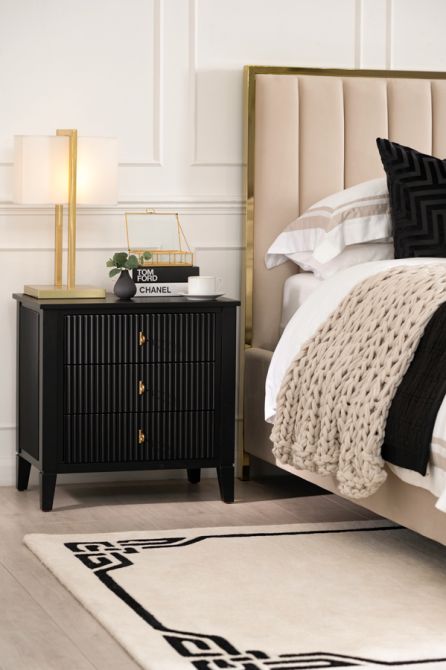 Heidi Black Bedside Table Brass/Silver-view2