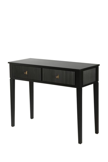 Set of 2 Heidi bedside tables and dressing console - Black-Brass/Silver -view9