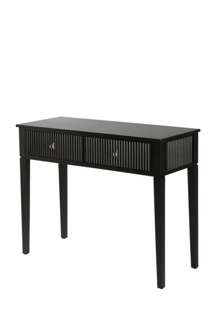 Set of 2 Heidi bedside tables and dressing console - Black-Brass/Silver -view10