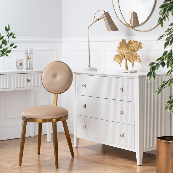 (ID:37424) Heidi (HD-3) Chest of Drawers- White - Brass Handles-view2