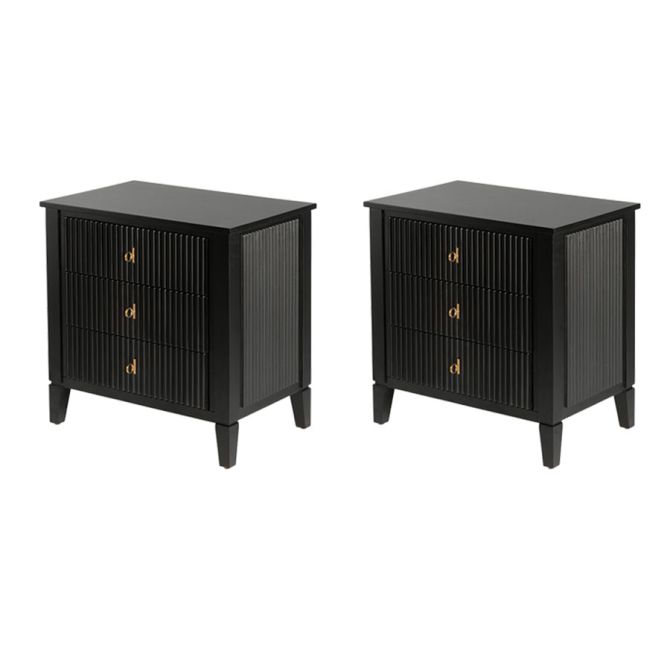 Set of 2 Heidi bedside tables Black Brass Silver