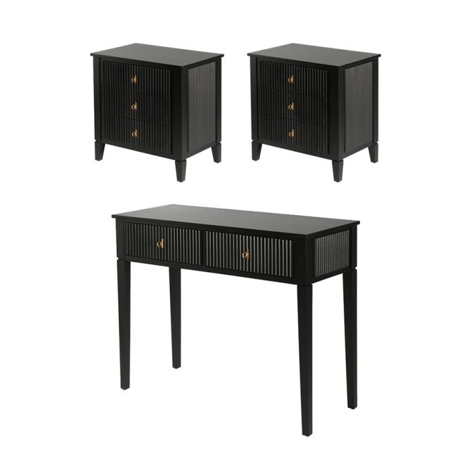 Black bedside on sale table set
