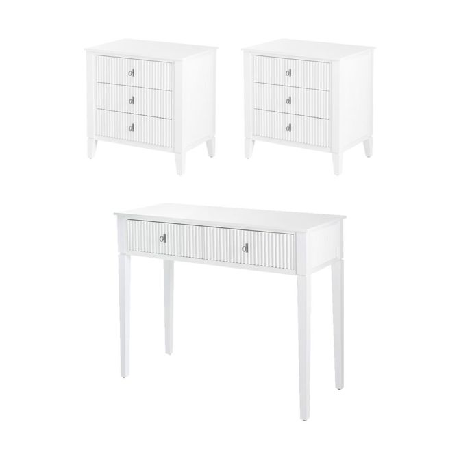 Heidi Set 2 tables de chevet et console -Laiton/Argent -Blanc-view5