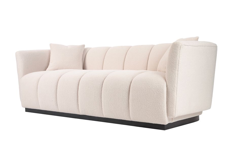 Herbie Three Seat Sofa - Ivory Borg – Black Base -view3