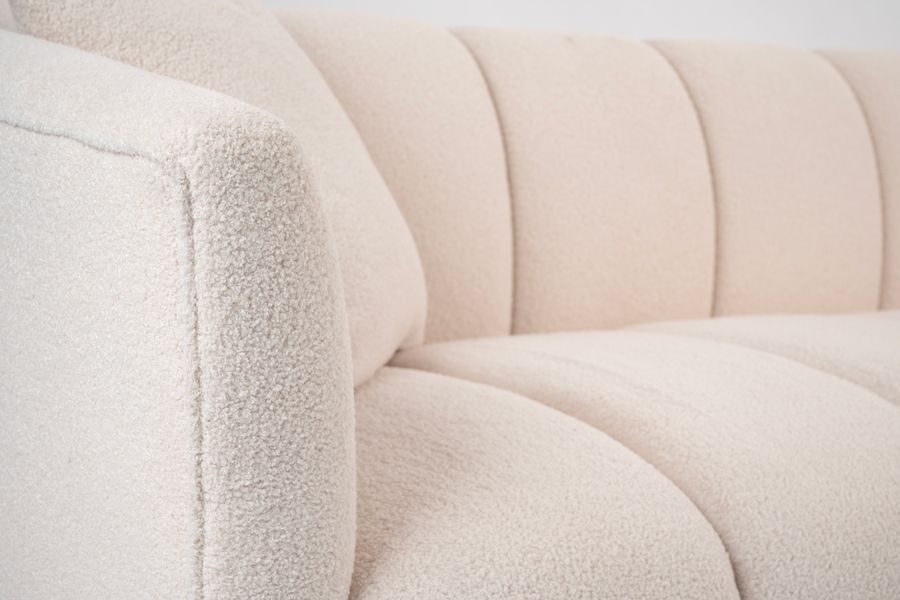 Herbie Three Seat Sofa - Ivory Borg – Black Base -view5