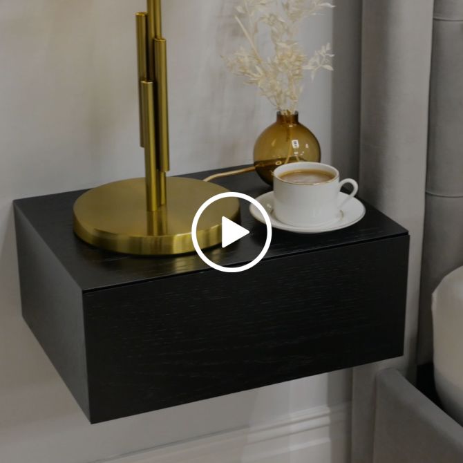Inga Table de chevet flottante en chêne - Noir-view6