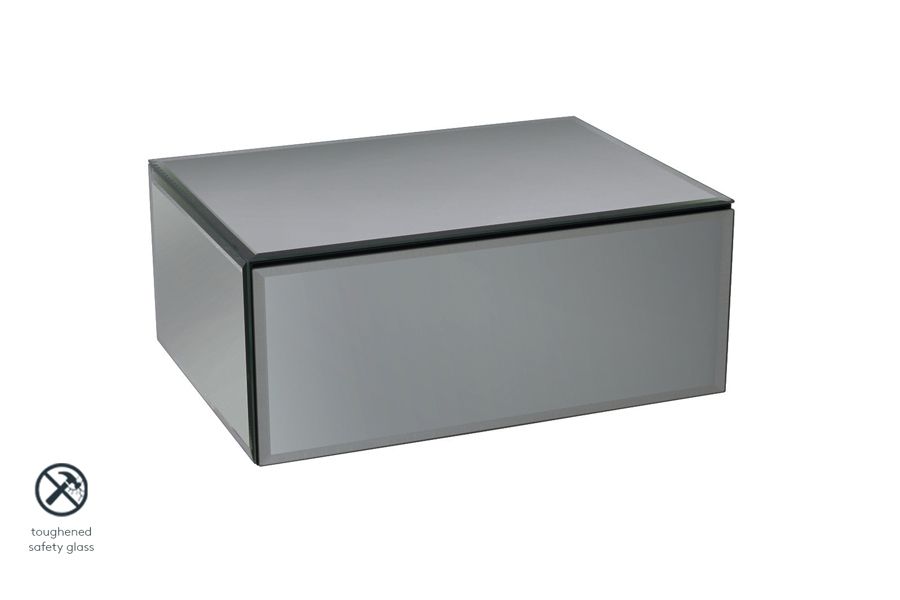 Inga - Mesilla de noche de espejo gris humo/Consola/Estante flotante con cajón de almacenamiento - Imagen #0