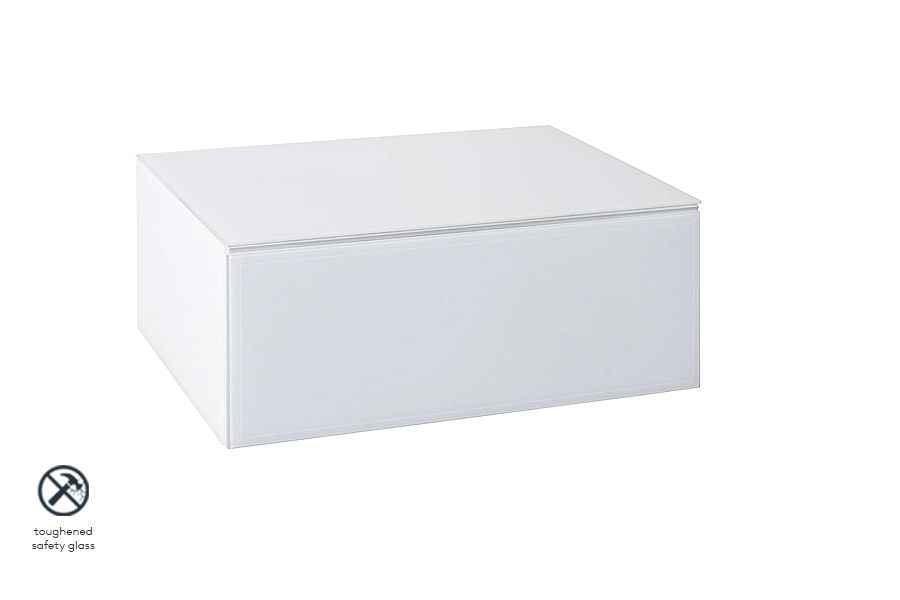 Table de chevet / Étagère / Rangement flottant en miroir blanc INGA - Image #0