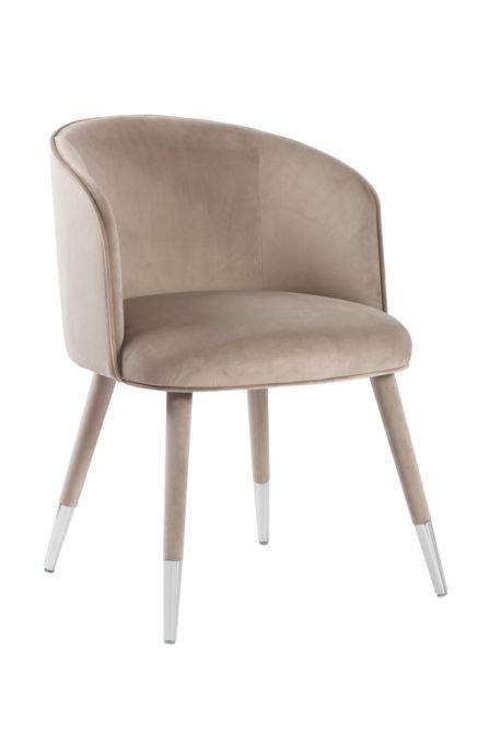 Bellucci Dining Chair - Taupe - Silver Caps - Image #0