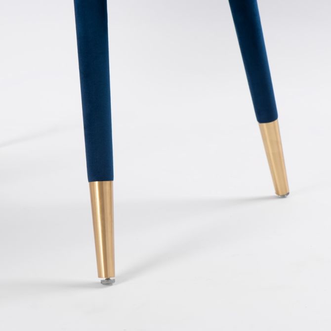 Bellucci Dining Chair - Navy Blue - Brass Caps - Image #0