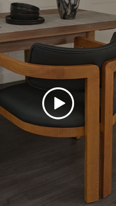 Jolie Sedia da pranzo - Pelle Nera PU - Castagno-view2