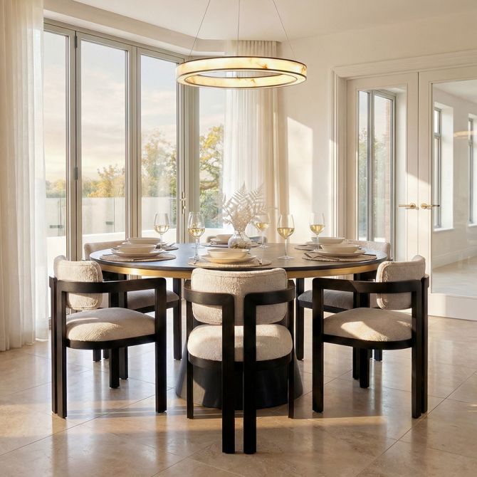 Jolie Silla de Comedor  – Beige Claro – Estructura Negra-view3