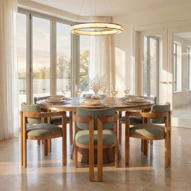 Jolie Eetkamerstoel Saliegroen - Kastanje Frame-view3