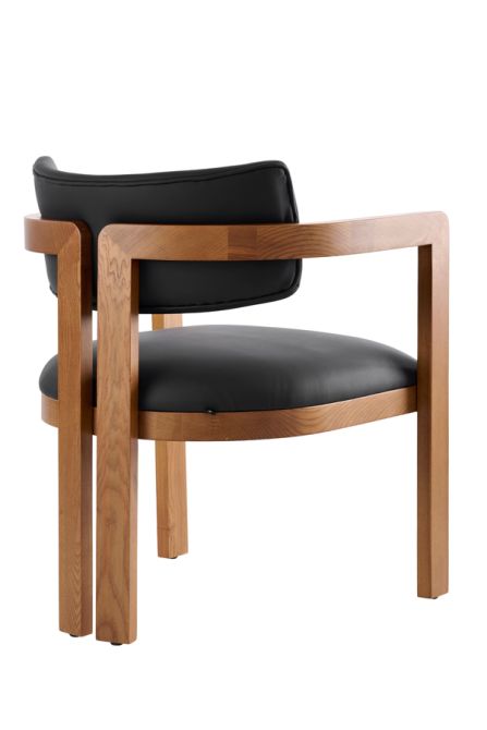 Jolie Sedia da pranzo - Pelle Nera PU - Castagno-view4