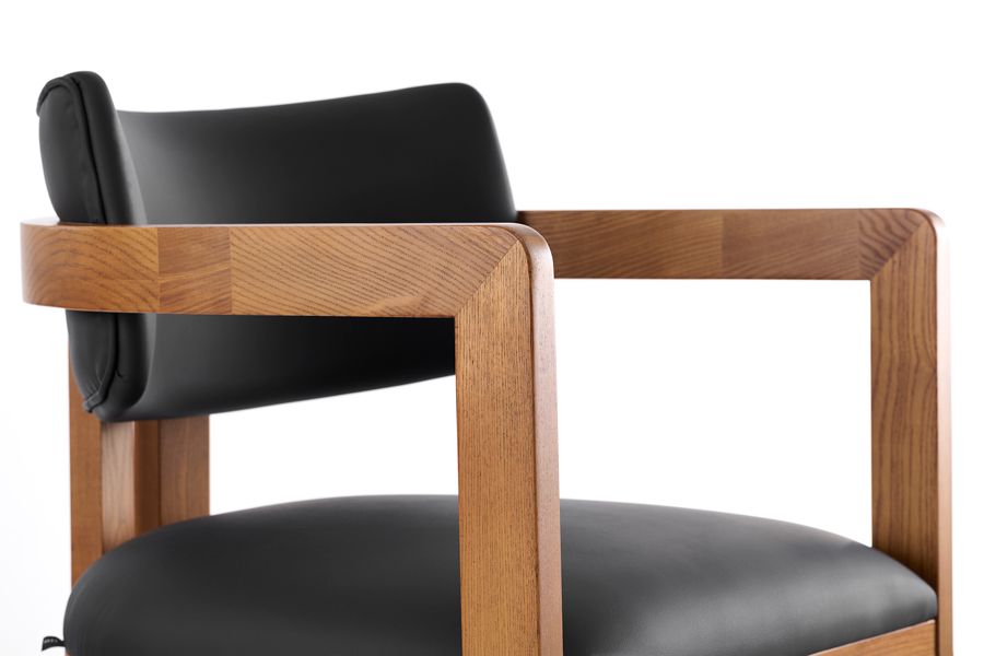 Jolie Sedia da pranzo - Pelle Nera PU - Castagno-view5