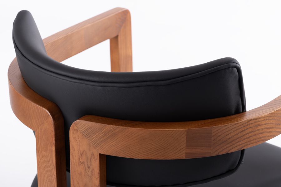 Jolie Sedia da pranzo - Pelle Nera PU - Castagno-view7