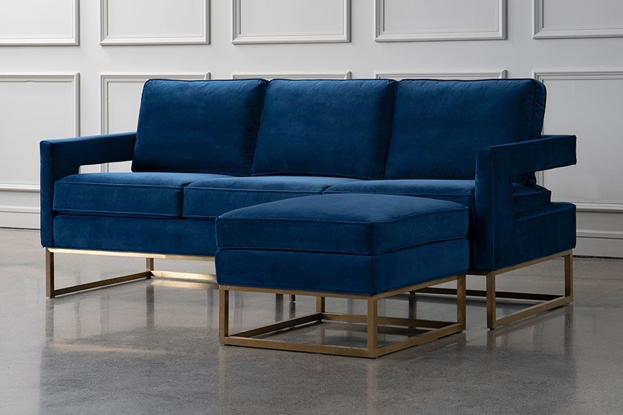 Kenza Canapé 3 places, base laiton - Bleu-view5