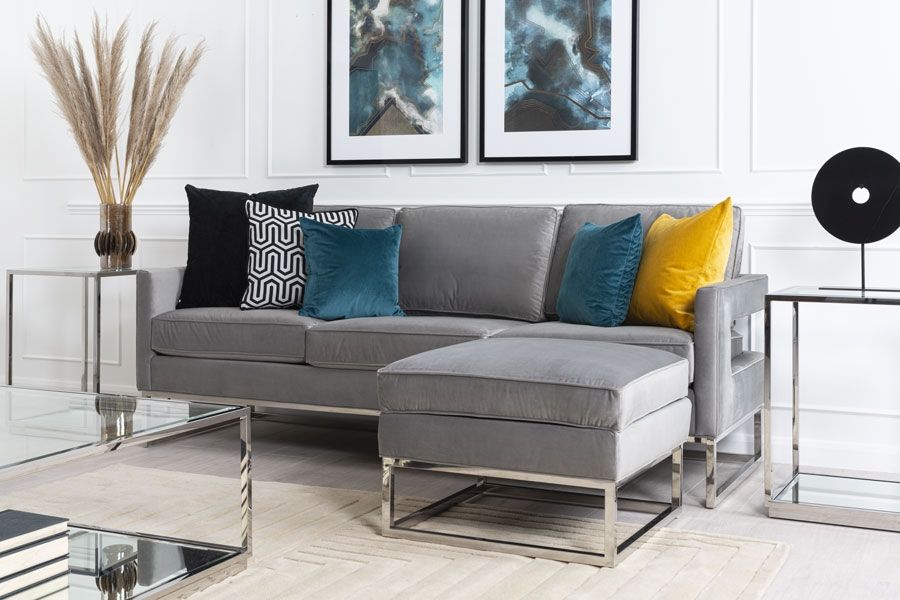 Kenza 3-Sitzer Sofa - Taubengrau - Basis Silber-view2