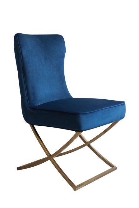 Wexler Chaise, piétement laiton - Bleu marine-view3