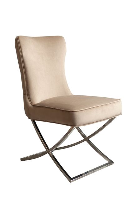 Wexler Dining Chair Taupe -Silver Base   - Image #0