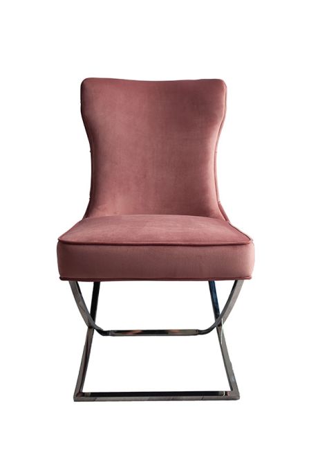 Wexler Dining Chair  Blush Pink -Silver Base   - Image #0