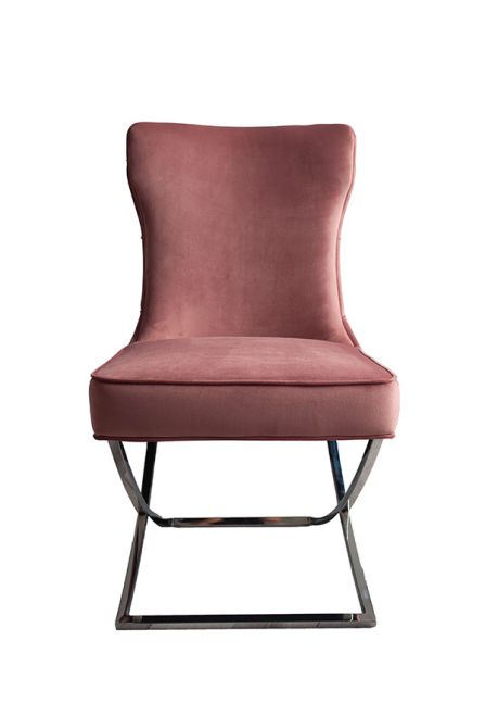 (ID:37467) Wexler Dining Chair-Blush pink-LC123 - Silver-view3